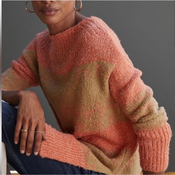 Anthropologie Sweaters - Anthropologie Pilcro Women's Rugby Tunic
Sweater Orange Tan Knit‎ Long